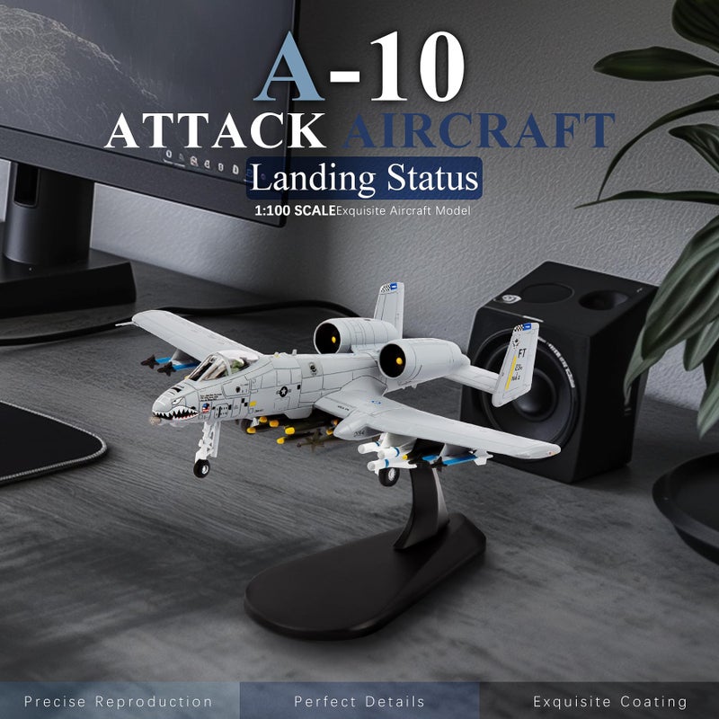 HANGHANG 1/100 A-10 Thunderbolt II Warthog Attack Planeï¼ˆPainted Versionï¼‰ Metal Fighter Military Model Diecast Plane Model for Collection and Displays - Image 2
